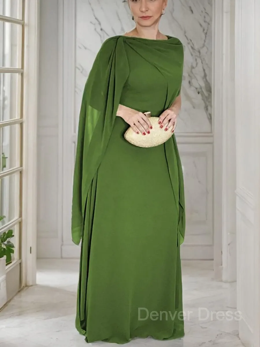Sheath Scoop Floor-Length Chiffon Mother of the Bride Dresses With Ruffles