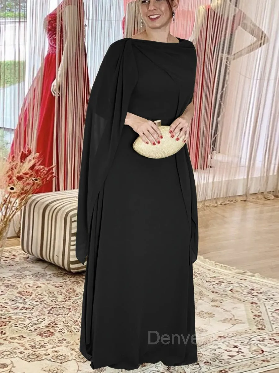 Sheath Scoop Floor-Length Chiffon Mother of the Bride Dresses With Ruffles