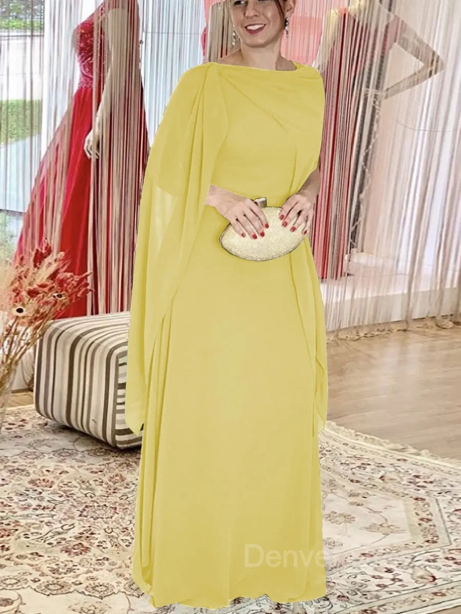 Sheath Scoop Floor-Length Chiffon Mother of the Bride Dresses With Ruffles