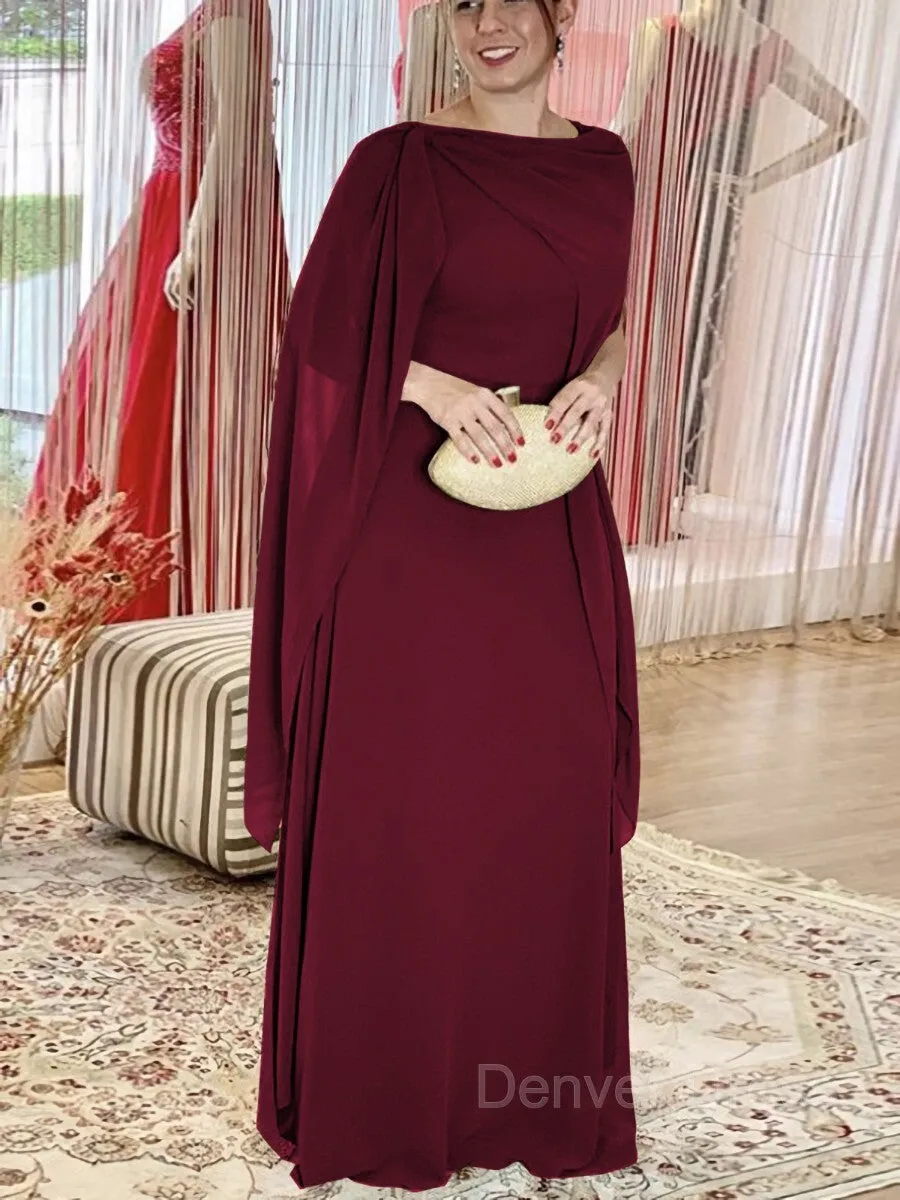 Sheath Scoop Floor-Length Chiffon Mother of the Bride Dresses With Ruffles