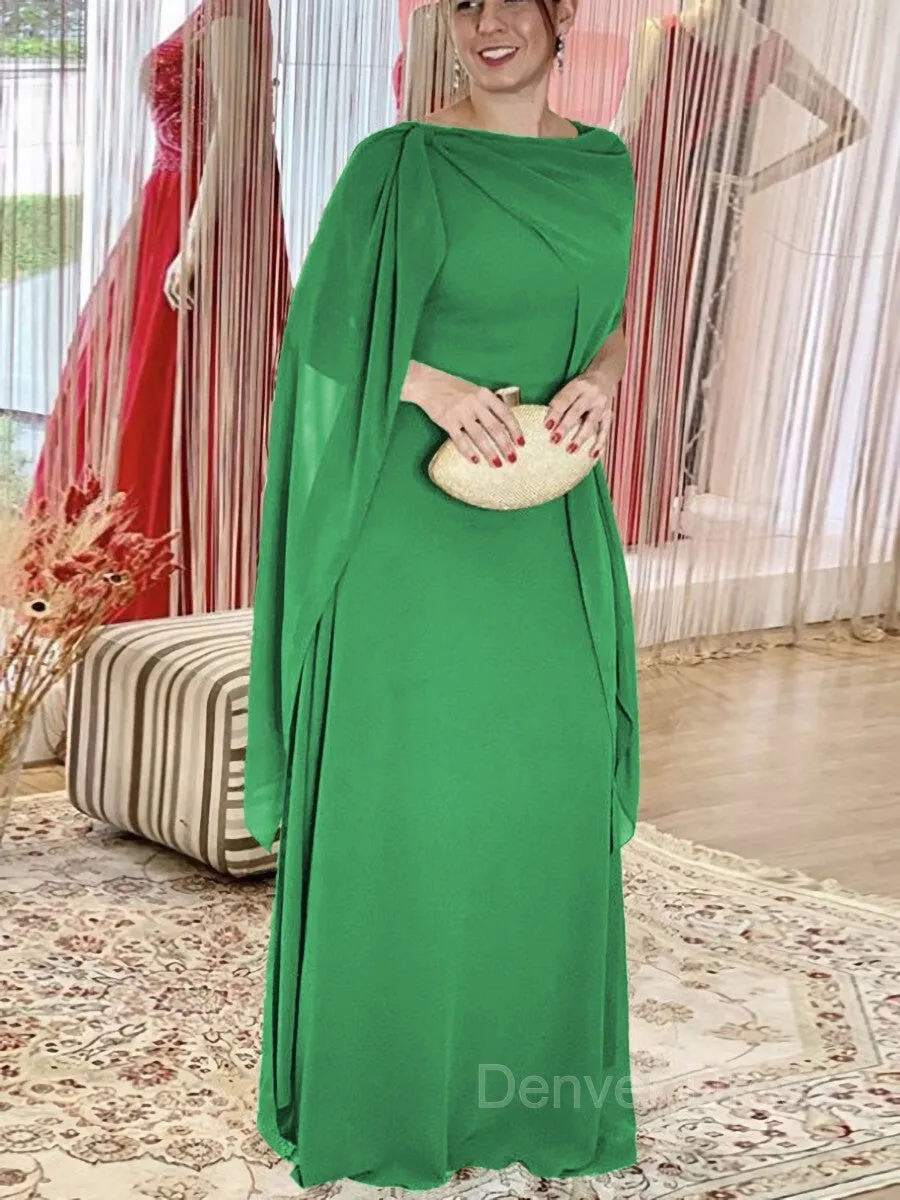 Sheath Scoop Floor-Length Chiffon Mother of the Bride Dresses With Ruffles