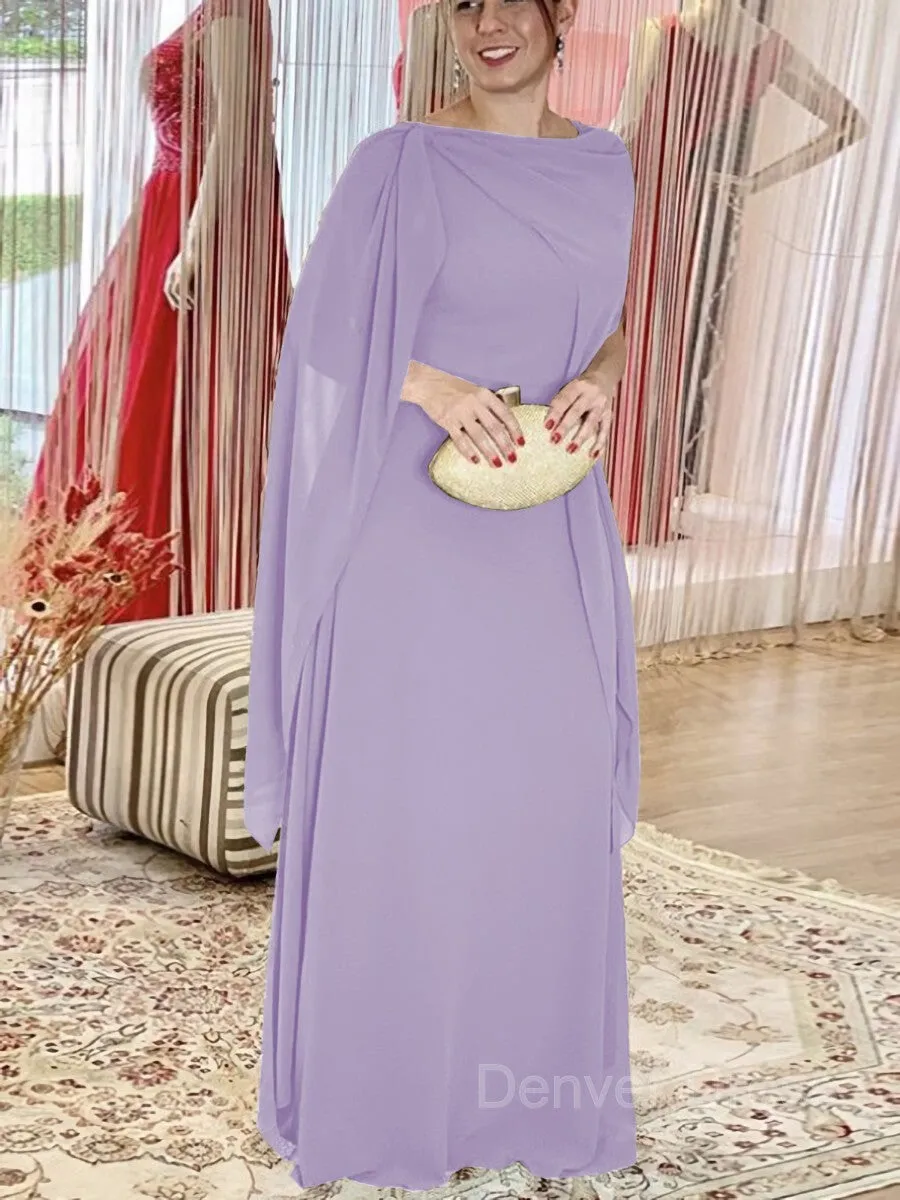 Sheath Scoop Floor-Length Chiffon Mother of the Bride Dresses With Ruffles
