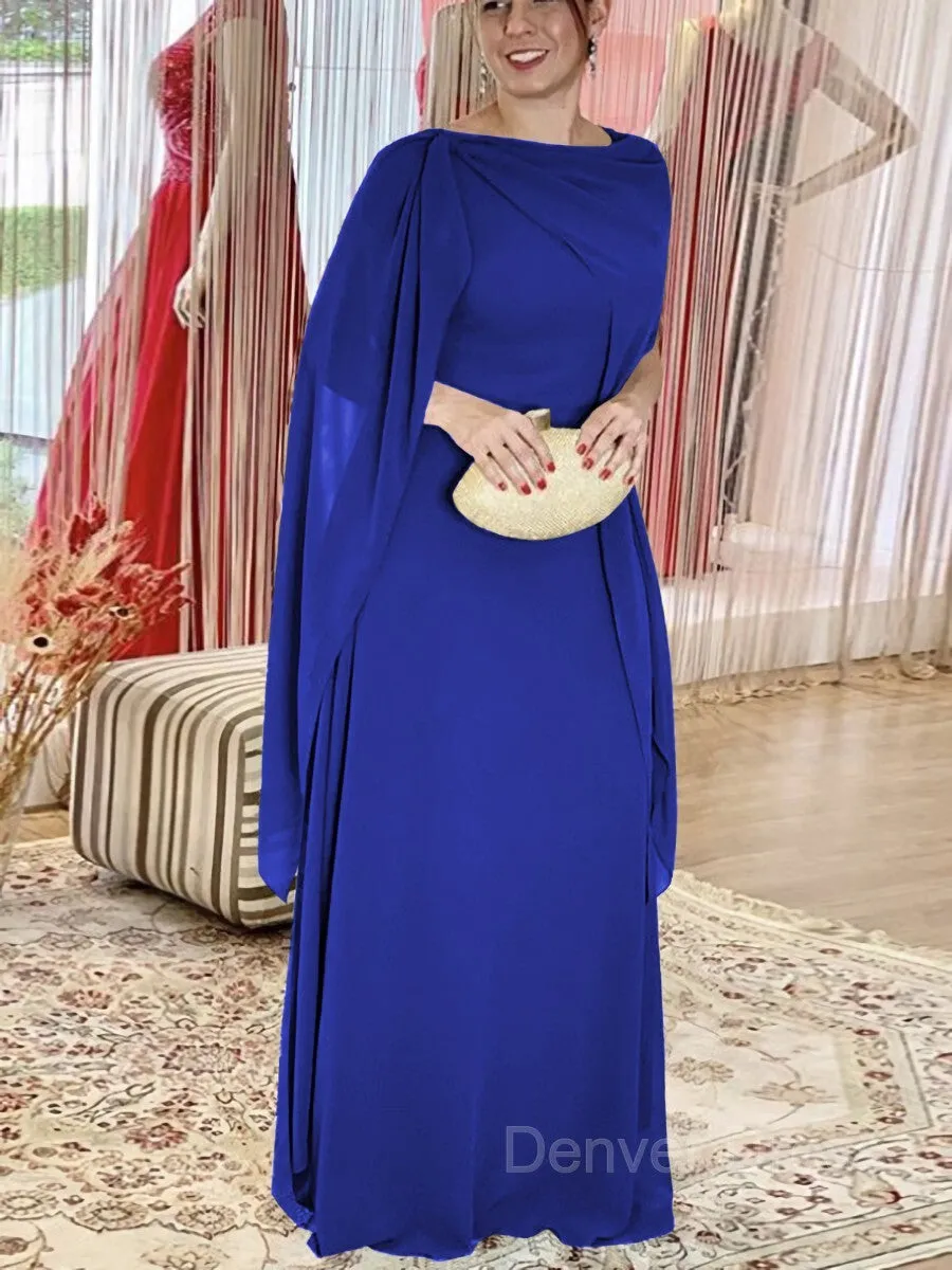 Sheath Scoop Floor-Length Chiffon Mother of the Bride Dresses With Ruffles