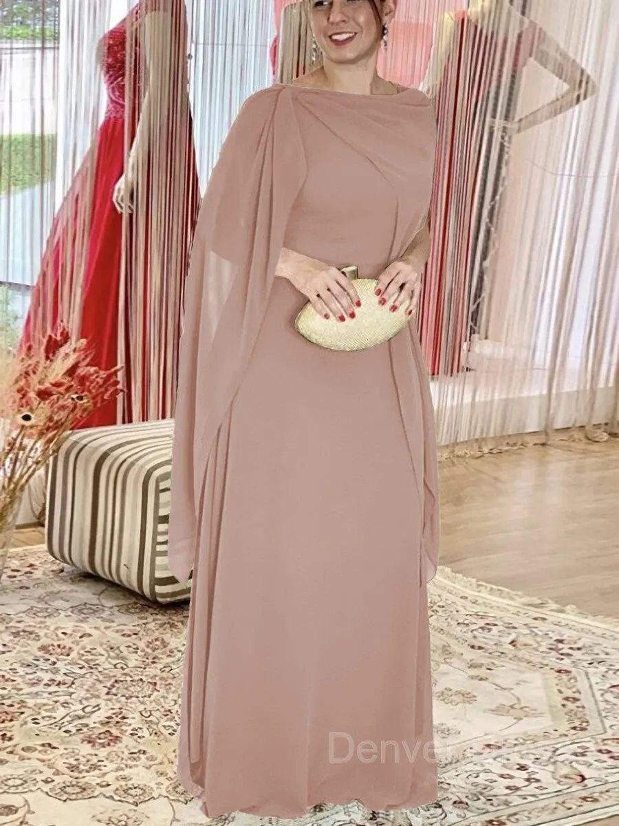 Sheath Scoop Floor-Length Chiffon Mother of the Bride Dresses With Ruffles