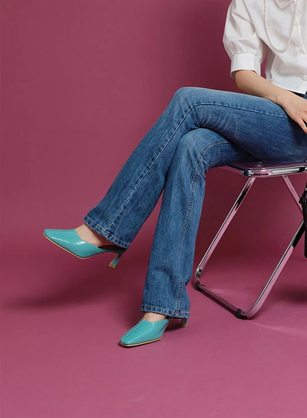 Stitch Detail Heeled Mules OY23