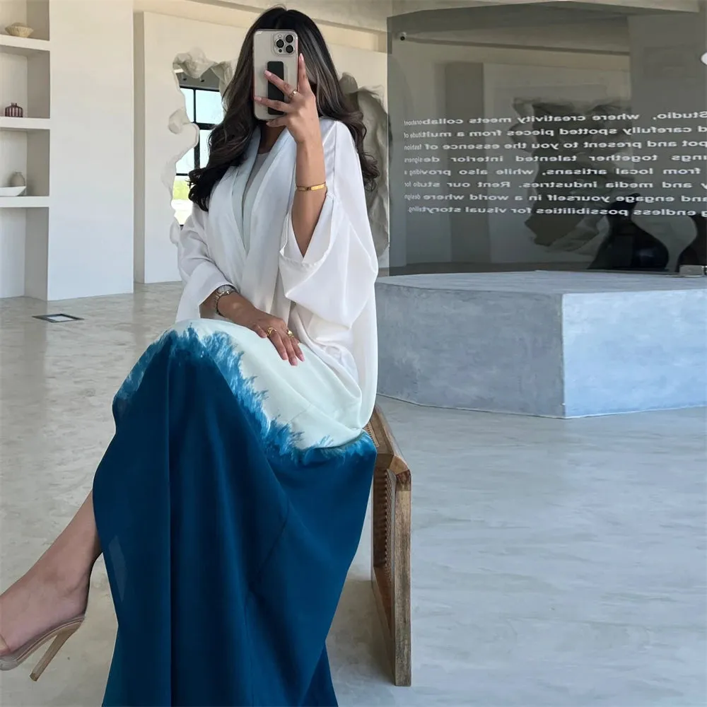 Tie Dyeing Color Open Batwing Kimono Abaya